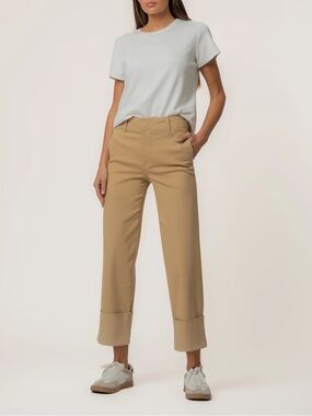 Kut from the Kloth Cropped Cuff Pants in Tan